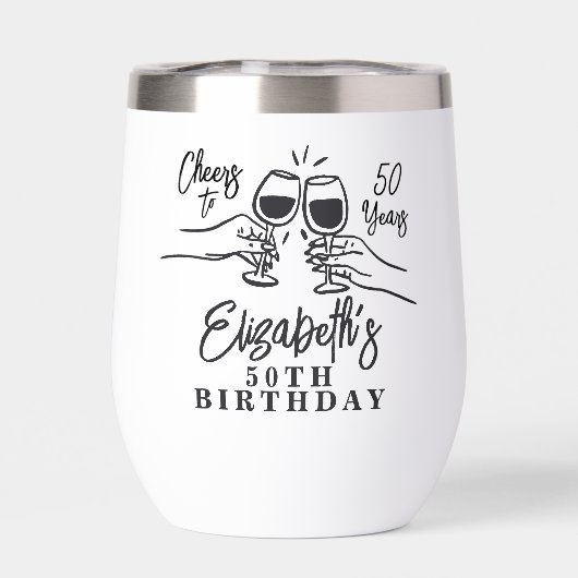 Whimsical Hand Drawn Cheers to 50 Years Birthday  (背面)