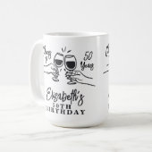 Whimsical Hand Drawn Cheers to 50 Years Birthday  コーヒーマグカップ (正面左)