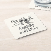Whimsical Hand Drawn Cheers to 50 Years Birthday  ペーパーコースター (アングル)