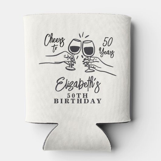 Whimsical Hand Drawn Cheers to 50 Years Birthday 缶クーラー (裏面)