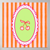 Whimsical Hand-Drawn Cherries Art ポスター (正面)