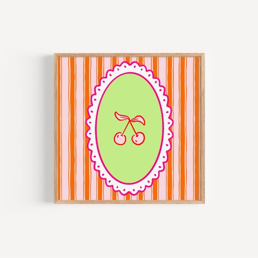 Whimsical Hand-Drawn Cherries Art ポスター