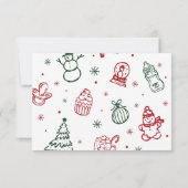 Whimsical Hand Drawn Christmas Baby Shower サンキューカード (裏面)