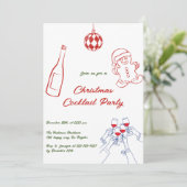Whimsical Hand Drawn Christmas Cocktail Party 招待状 (スタンド正面)