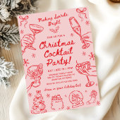 Whimsical Hand Drawn Christmas Cocktail Party 招待状