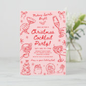 Whimsical Hand Drawn Christmas Cocktail Party 招待状 (スタンド正面)