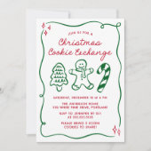 Whimsical Hand-Drawn Christmas Cookie Exchange 招待状 (正面)