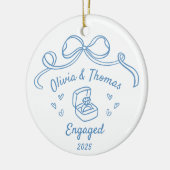 Whimsical Hand Drawn Christmas Engaged セラミックオーナメント (左)