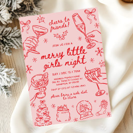 Whimsical Hand Drawn Christmas Girls Night 招待状