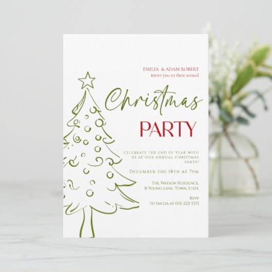 Whimsical Hand Drawn Christmas Invitation 招待状 (スタンド正面)