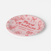 Whimsical Hand Drawn Christmas Party  ペーパープレート (アングル)