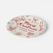 Whimsical Hand Drawn Christmas Party ペーパープレート (アングル)