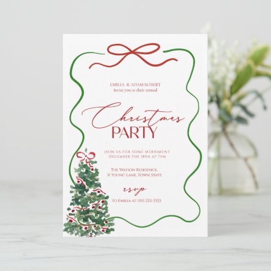 Whimsical Hand Drawn Christmas Party 招待状 (スタンド正面)