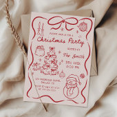 Whimsical Hand Drawn Christmas Party Invitation 招待状