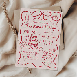 Whimsical Hand Drawn Christmas Party Invitation 招待状