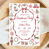 Whimsical Hand Drawn Christmas Party Invitation 招待状