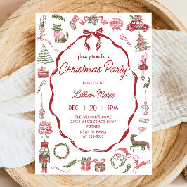 Whimsical Hand Drawn Christmas Party Invitation 招待状