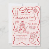 Whimsical Hand Drawn Christmas Party Invitation 招待状 (正面)