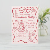 Whimsical Hand Drawn Christmas Party Invitation 招待状 (スタンド正面)