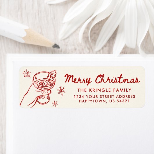 Whimsical Hand Drawn Christmas Return Address ラベル (インサイチュ)