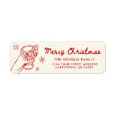 Whimsical Hand Drawn Christmas Return Address ラベル (正面)