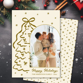 Whimsical Hand-Drawn Christmas Tree Arch Photo シーズンカード