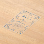 Whimsical Hand Drawn Coastal Beach Wedding アクリル招待状 (レイダウン)