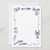 Whimsical Hand Drawn Coastal Navy Blue Wedding 招待状 (裏面)