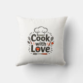 Whimsical Hand-Drawn "Cook with Love" Logo with Ch クッション (裏面)