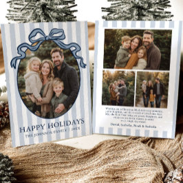 Whimsical Hand Drawn Coquette Bow Family Photo シーズンカード