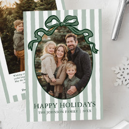 Whimsical Hand Drawn Coquette Bow Family Photo シーズンカード