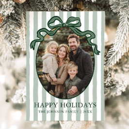 Whimsical Hand Drawn Coquette Bow Family Photo シーズンカード