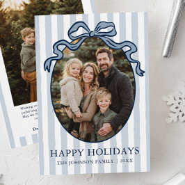 Whimsical Hand Drawn Coquette Bow Family Photo シーズンカード