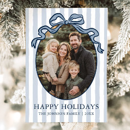 Whimsical Hand Drawn Coquette Bow Family Photo シーズンカード