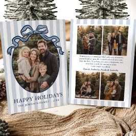 Whimsical Hand Drawn Coquette Bow Family Photo シーズンカード