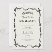 Whimsical Hand Drawn Coquette New Years Eve Party 招待状 (正面)