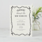 Whimsical Hand Drawn Coquette New Years Eve Party 招待状 (スタンド正面)