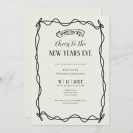 Whimsical Hand Drawn Coquette New Years Eve Party 招待状