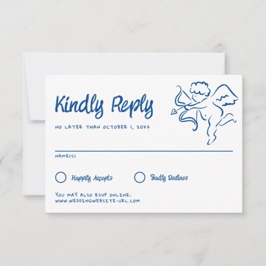  whimsical hand-drawn Cupid wedding 出欠カード (正面)