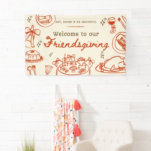 Whimsical hand drawn cute friendsgiving banner 横断幕 (インサイチュ)