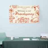 Whimsical hand drawn cute friendsgiving banner 横断幕 (トレードショー)
