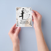 Whimsical Hand-Drawn Dancing Couple Disco Wedding チラシ (手)