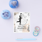 Whimsical Hand-Drawn Dancing Couple Disco Wedding チラシ (シングル)