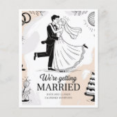 Whimsical Hand-Drawn Dancing Couple Disco Wedding チラシ (正面)