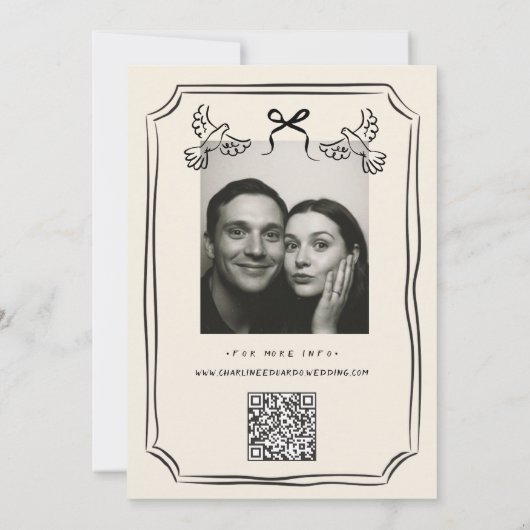 Whimsical Hand Drawn Doodle セーブザデート (裏面)