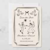 Whimsical Hand Drawn Doodle セーブザデート (正面)