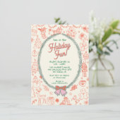 Whimsical hand drawn doodle Christmas Party 招待状 (スタンド正面)