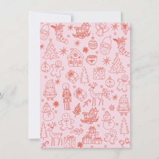 Whimsical hand drawn doodle Christmas Party 招待状 (裏面)