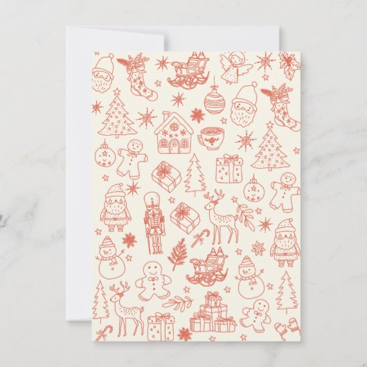 Whimsical hand drawn doodle Christmas Party 招待状 (裏面)