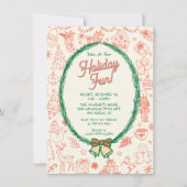 Whimsical hand drawn doodle Christmas Party 招待状 (正面)